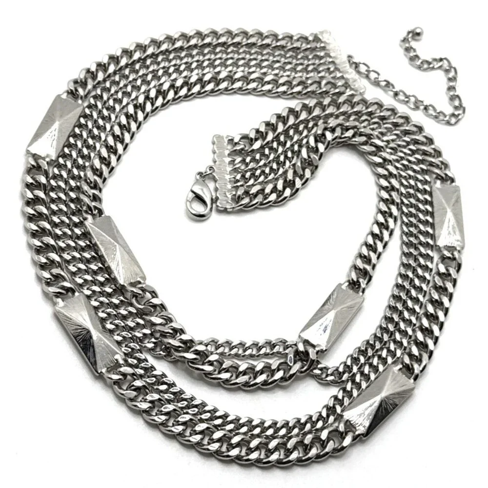 NWOT Lee Angel Neiman Marcus Crystal Multi Strand Station Necklace Statement 20